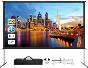 img 4 attached to 📽️ 180 inch Upgraded Front/Rear Projection Projector Screen: 4K 16:9 HD, Portable for Outdoor/Indoor Home Theater, Gaming, Office, and School Presentations