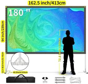 img 3 attached to 📽️ 180 inch Upgraded Front/Rear Projection Projector Screen: 4K 16:9 HD, Portable for Outdoor/Indoor Home Theater, Gaming, Office, and School Presentations