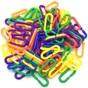 img 1 attached to 🌈 Colorful Rainbow C-Clips Hooks Chain Links – Perfect Children's Learning Toys & Small Pet Cage Toy