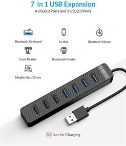 img 3 attached to 💻 ORICO 7 Port USB Hub: High-Speed USB 3.0 & 2.0 Data Hub with Power Supply for MacBook, iMac, Surface Pro, XPS, Laptop