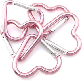 img 1 attached to 💗 Lind Kitchen 10pcs Heart-Shaped Aluminum Snap Hook Clip Key Holder, Keychain Clip - Light Pink