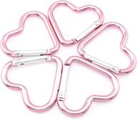 💗 lind kitchen 10pcs heart-shaped aluminum snap hook clip key holder, keychain clip - light pink логотип