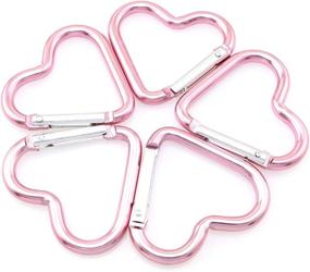 img 4 attached to 💗 Lind Kitchen 10pcs Heart-Shaped Aluminum Snap Hook Clip Key Holder, Keychain Clip - Light Pink