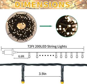 img 1 attached to 🎄 200LED Ultra-Bright Fairy String Lights: Perfect Outdoor/Indoor Christmas Tree Decoration, 72FT Warm White - UL Certified!