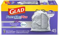 🗑️ glad forceflexplus 13 gallon tall kitchen drawstring trash bags, lavender scented, 45 count (package may vary), gray logo