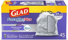 img 4 attached to 🗑️ Glad ForceFlexPlus 13 Gallon Tall Kitchen Drawstring Trash Bags, Lavender Scented, 45 Count (Package May Vary), Gray