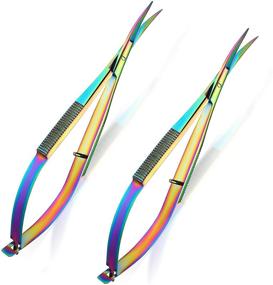 img 4 attached to 🧵 Shynai 4.7 Inch Embroidery Sewing Scissor Set - Spring Action, Stainless Steel Cutting Scissor for Thread, Eyebrow Trimming - Multi-color, Pack of 2