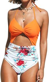 img 4 attached to CUPSHE Womens Floral Halter Swimsuit Women's Clothing and Swimsuits & Cover Ups