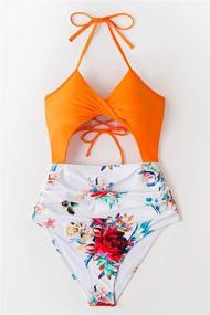 img 1 attached to CUPSHE Womens Floral Halter Swimsuit Women's Clothing and Swimsuits & Cover Ups