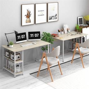 img 2 attached to 📚 Space-Saving 2-Tier Bookshelf Computer Desk - Natural and White, 47.24 inches Multipurpose Home Office Desk