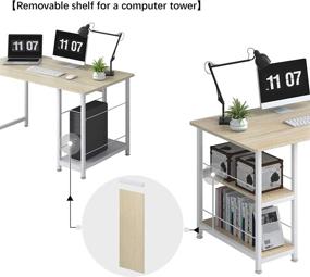 img 1 attached to 📚 Space-Saving 2-Tier Bookshelf Computer Desk - Natural and White, 47.24 inches Multipurpose Home Office Desk