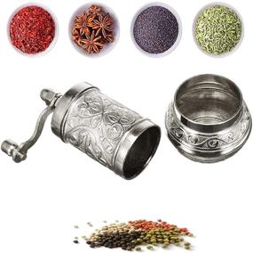 img 1 attached to MoonShield Pepper & Salt Grinder - Turkish Coffee Mill - Antique 🌙 Look Spice Shovel - Salt Shaker - Best Carving Metal - Adjustable Coarseness (Bronze)