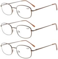 👓 eyekepper metal frame reading glasses (brown) 3 pair set with spring hinged arms - valupac metal readers +1.75 power logo