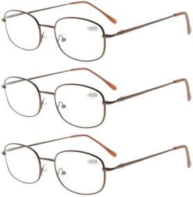 img 4 attached to 👓 Eyekepper Metal Frame Reading Glasses (Brown) 3 Pair Set with Spring Hinged Arms - Valupac Metal Readers +1.75 Power