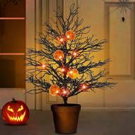 enhance your halloween décor with a 20 inch led potted tree: featuring 10 orange lights, 4 pumpkins, and battery powered black spooky artificial tree with jack-o-lanterns - perfect outdoor home decoration for porch and yard логотип