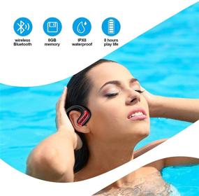 img 3 attached to 🎧 Ultimate IPX8 Waterproof Wireless Headphones for Swimming - 8GB Memory, Noise Cancelling Mic, Red