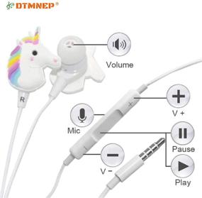 img 2 attached to 🦄 Unicorn Earbuds for Girls - DTMNEP Kids' Earphones Compatible with Apple Android, Rainbow Unicorn Bracelet Wristband, Headphone Case, Gift Card, Gift Box, and Back to School Supply for Kids