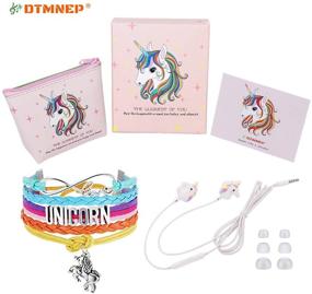 img 3 attached to 🦄 Unicorn Earbuds for Girls - DTMNEP Kids' Earphones Compatible with Apple Android, Rainbow Unicorn Bracelet Wristband, Headphone Case, Gift Card, Gift Box, and Back to School Supply for Kids