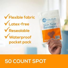 img 2 attached to Tru Colour - Spot Bandages: Brown Skin Tone Shade, Flexible Fabric Adhesive, 50 Count in Orange Bag