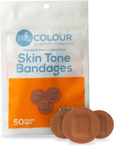 img 4 attached to Tru Colour - Spot Bandages: Brown Skin Tone Shade, Flexible Fabric Adhesive, 50 Count in Orange Bag