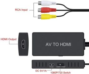 img 3 attached to 📺 Enhance Your Home Entertainment with RCA to HDMI Converter Adapter | Dingsun 3RCA/CVBS/AV/Composite to HDMI | Connect PS2/PS3, N64, STB, Xbox, VHS, VCR, Old DVD Blu-ray Players to HDMI TV | Female RCA Compatible