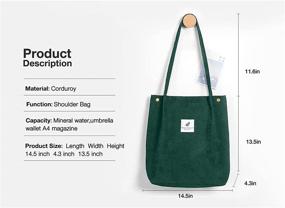 img 3 attached to Grocery Shoulder Corduroy Shopping Handbags Storage & Organization in Kitchen Storage & Organization
