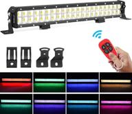 🌈 beamplus rgb led light bars - 20 inch 126w ip68 off road spotlight for pickup truck atv utv 4x4 suv - 9-30v dc rgb pods light with rf controller logo