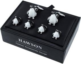 img 3 attached to HAWSON Men's Cufflinks and Tuxedo Shirt Studs Set - Silver and Gold Tone Accessories for Men