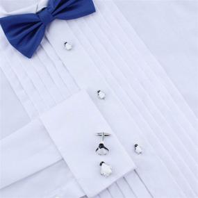 img 2 attached to HAWSON Men's Cufflinks and Tuxedo Shirt Studs Set - Silver and Gold Tone Accessories for Men