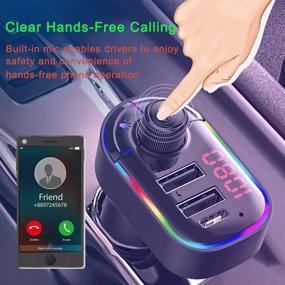 img 1 attached to 🚗 Eessley Bluetooth FM Трансмиттер 5.0 Автомобильный адаптер: Hands-Free звонки + MP3-плеер + порт USB C