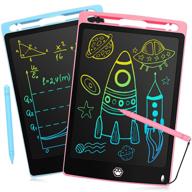 2 pack lcd writing tablet: erasable drawing doodle pad for kids & adults, 8.5in, blue+pink logo