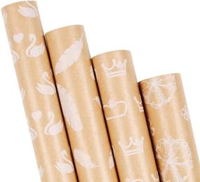 img 4 attached to 🎁 Kraft Brown Bridal Shower Wrapping Paper – Wedding Gift Wrap for Rustic, Boho, Beach-Themed, or Recycled Themes – 24 Rolls/Sheets – 17.5 X 27.5 inches