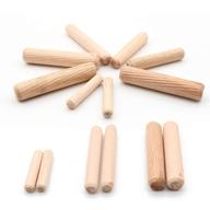 🔩 hub's gadget 300pcs wooden dowel pins | kiln dried l fluted, beveled ends | tapered for easy insertion | straight grooved pins for furniture, doors, and art projects | 1/4", 5/16", 3/8" sizes logo