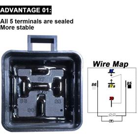 img 3 attached to High-Performance 1 Pack 40/30 AMP 12 V DC Waterproof Relay and Harness - Heavy Duty 12 AWG Tinned Copper Wires, 5-PIN SPDT Bosch Style Automotive Relay