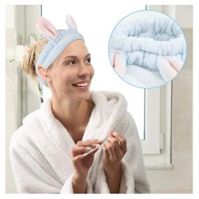 img 3 attached to 🐰 Luxspire 2 PACK Bunny SPA Skin Care Hairlace, Soft Facial Headband Head Wrap, Rabbit Ear Makeup Washing Face Shower Bath Bands Hair Accessories, Halloween Cosplay Costume, Pink & Blue