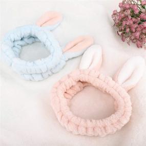 img 1 attached to 🐰 Luxspire 2 PACK Bunny SPA Skin Care Hairlace, Soft Facial Headband Head Wrap, Rabbit Ear Makeup Washing Face Shower Bath Bands Hair Accessories, Halloween Cosplay Costume, Pink & Blue