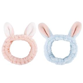 img 4 attached to 🐰 Luxspire 2 PACK Bunny SPA Skin Care Hairlace, Soft Facial Headband Head Wrap, Rabbit Ear Makeup Washing Face Shower Bath Bands Hair Accessories, Halloween Cosplay Costume, Pink & Blue