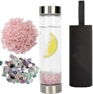 🌸 fzbhro rose quartz water bottle: amplify your spiritual energy with natural crystal charging and exquisite design - ideal gift for women, 19 oz логотип