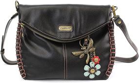 img 4 attached to Chala Dragonfly Black Crossbody Handbag and Wallet Set for Women