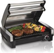 🔥 hamilton beach electric searing grill with viewing window, removable nonstick plate, 6-serving capacity, extra-large drip tray, stainless steel (model 25361) logo