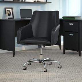 img 3 attached to ✨ Stylish and Ergonomic Bush Business Furniture London Mid Back Leather Box Chair in Black