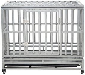 img 4 attached to 🐶 Luckup Heavy Duty Dog Cage: Strong Metal Kennel & Crate with Four Wheels - Ideal for Medium to Large Dogs, Easy to Install Pet Playpen
