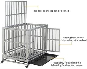 img 3 attached to 🐶 Luckup Heavy Duty Dog Cage: Strong Metal Kennel & Crate with Four Wheels - Ideal for Medium to Large Dogs, Easy to Install Pet Playpen