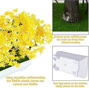 img 1 attached to Frjjthchy Mini Artificial Bonsai Tree with Plastic Cement Pot - Stunning Yellow Decor for Home or Office!