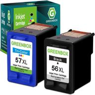 🖨️ переработанный чернильный картридж greenbox для hp 56 57 - deskjet 5650, 5550, photosmart 7350 и др! (1 черный, 1 трехцветный) логотип