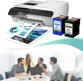 img 1 attached to 🖨️ GREENBOX Remanufactured Ink Cartridge for HP 56 57 - Deskjet 5650, 5550, Photosmart 7350, and More! (1 Black, 1 Tri-Color)