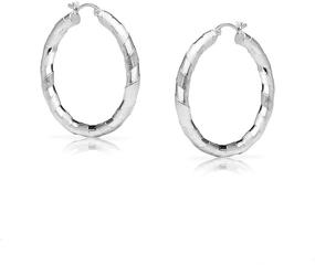 img 2 attached to 💎 Sparkling Style with Brooklyn Bling: 4mm Diamond Cut Silver Hoop Earrings, Click Top, Sizes 30mm, 45mm & 60mm