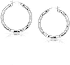 img 1 attached to 💎 Sparkling Style with Brooklyn Bling: 4mm Diamond Cut Silver Hoop Earrings, Click Top, Sizes 30mm, 45mm & 60mm