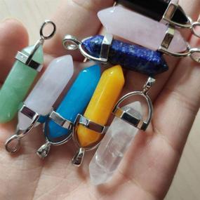 img 1 attached to ✨ Enhance Your Jewelry Collection with Carykon 10pcs Bullet Shaped Healing Chakra Pendants: Assorted Quartz Crystal Stones for Necklace Making