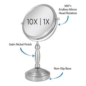 img 2 attached to 💄 Zadro VAN410: Swivel Vanity Makeup Mirror with 10X/1X Magnification, Satin Nickel Finish - Beauty Enhancer for Flawless Makeup Application